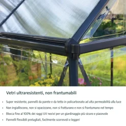 Canopia Mythos Doppio Strato Serra Da Giardino in Policarbonato 370X185X208 cm Argento