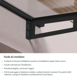 Canopia Sophia Pensilina Da Esterno 160X95 cm - Struttura Grigia Pannelli Opal Bianco