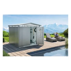 Casetta da Giardino in Metallo PANORAMA 4 con Porta a Due Battenti Biohort