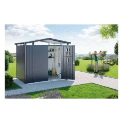 Casetta da Giardino in Metallo PANORAMA 4 con Porta a Due Battenti Biohort