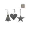Cuore Stella Albero In Cuoio Grigio. Pezzo Singolo