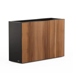 Fioriera Alta Herstera DECO PLANTER DIVIDER 40 in Metallo colore Nero e Pannello Effetto Legno 120x40x80 cm