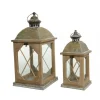 Lanterna in legno con vetro Media dim 14x14x32 cm. Pezzo Singolo