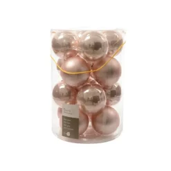 Palline di Natale da Appendere in Vetro 8 cm Rosa Antico. Set di 16